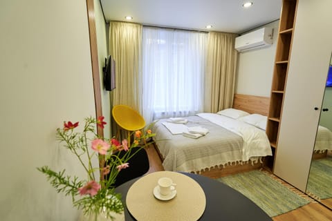 Bed, Photo of the whole room, Bedroom, wardrobe, air conditioner