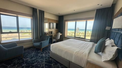 Bed, Bedroom, Sea view