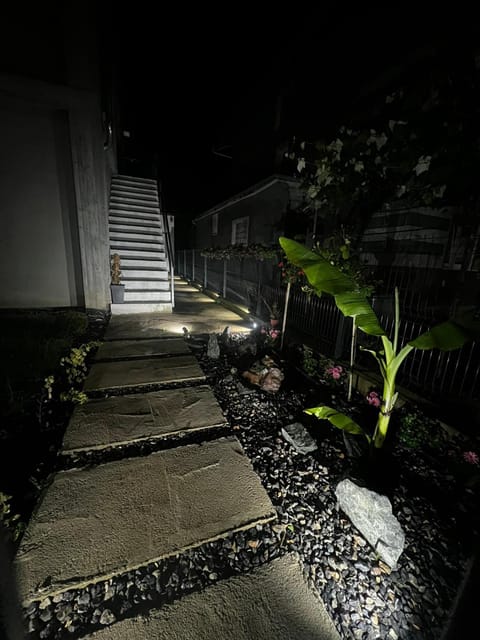 Property building, Patio, Night, Garden