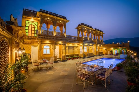 Property building, Night, Mountain view, Swimming pool