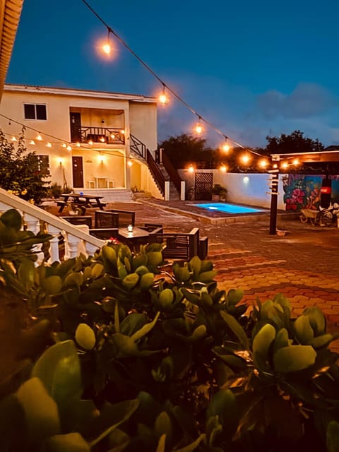 Property building, Night, Garden, Garden view, Pool view, Swimming pool, Inner courtyard view