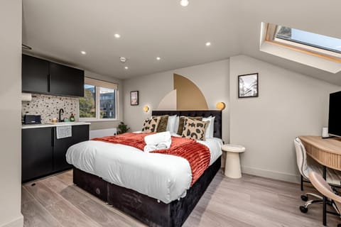 Bed, TV and multimedia, Kitchen or kitchenette, Photo of the whole room, Bedroom, minibar