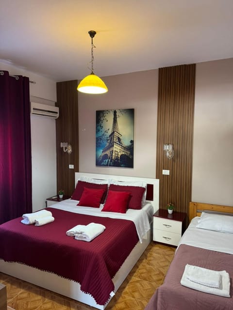 Bed, Photo of the whole room, Bedroom, towels, wardrobe, air conditioner