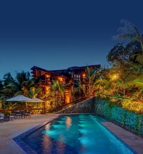 Property building, Night, Swimming pool
