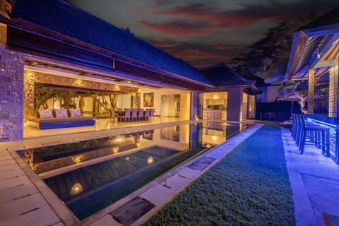 Night, Pool view, Swimming pool