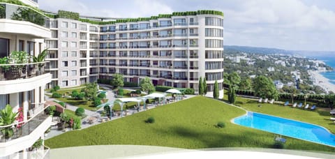 Property building, Natural landscape, Bird's eye view, Beach, Pool view, Sea view, Swimming pool