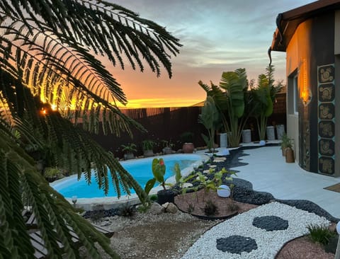 Property building, Swimming pool, Sunrise