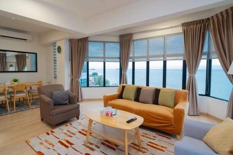 Living room, Sea view, Sunset, air conditioner