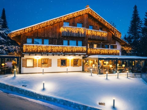 Property building, Night, Winter