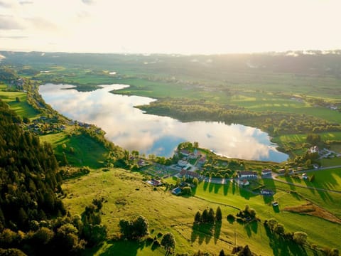 Natural landscape, Bird's eye view, Lake view, Sunset
