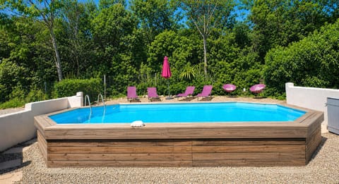 Natural landscape, Garden, Garden view, Pool view, Swimming pool, sunbed