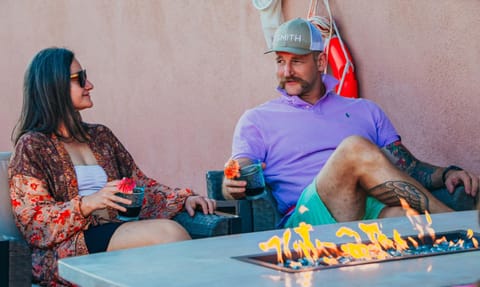 People, Swimming pool, fireplace