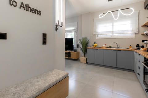 Kitchen or kitchenette, stove