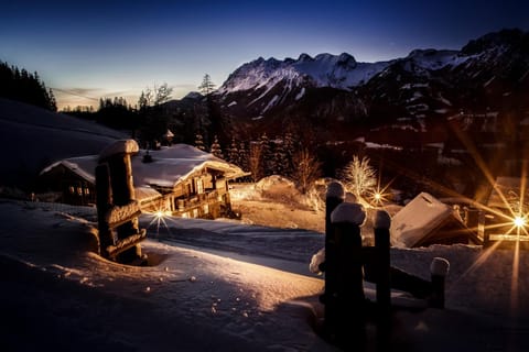 Property building, Night, Natural landscape, Winter, Mountain view