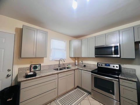 Kitchen or kitchenette, stove