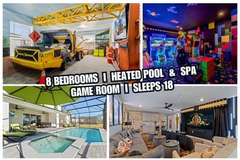Communal lounge/ TV room, Game Room, Living room, Evening entertainment, Text overlay, Pool view, Swimming pool, sunbed