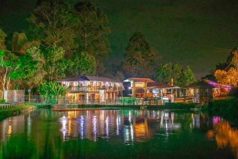 Property building, Night, Natural landscape, Lake view