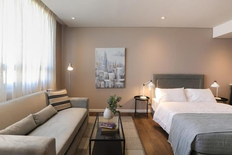 Bed, Living room, Photo of the whole room, Seating area, Bedroom