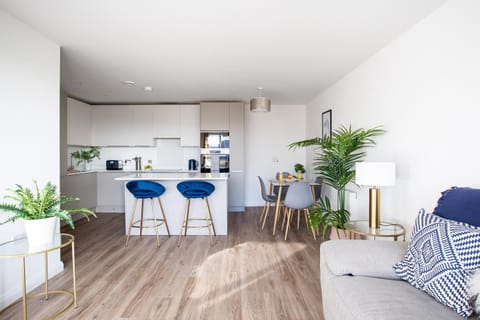 Kitchen or kitchenette, Living room, Dining area, stove