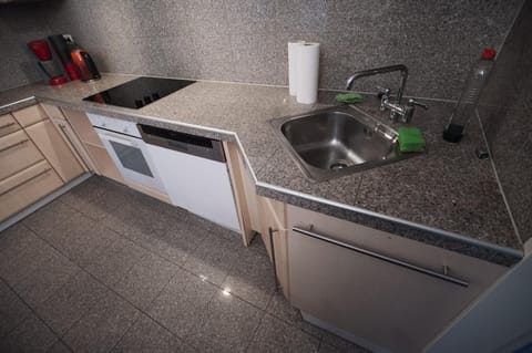 Kitchen or kitchenette, dishwasher, stove