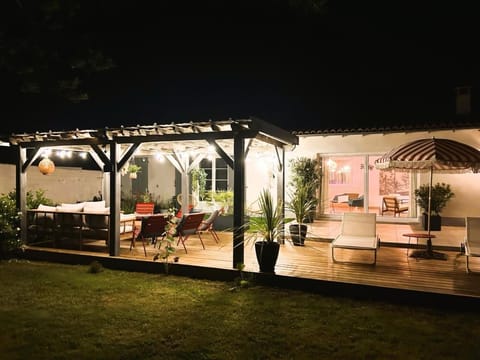 Patio, Night, Dining area, Garden view