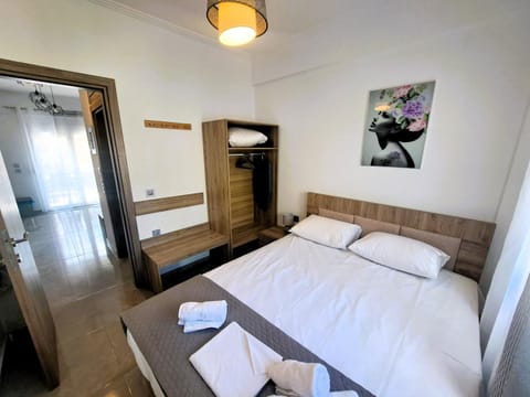 Bed, Photo of the whole room, Bedroom, towels, wardrobe