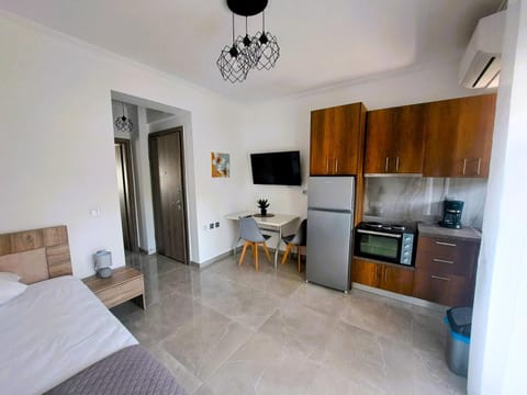 Bed, TV and multimedia, Kitchen or kitchenette, Living room, Photo of the whole room, Seating area, Dining area, Bedroom, oven, stove