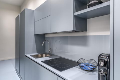 Kitchen or kitchenette, stove