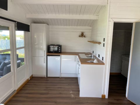 Kitchen or kitchenette, microwave