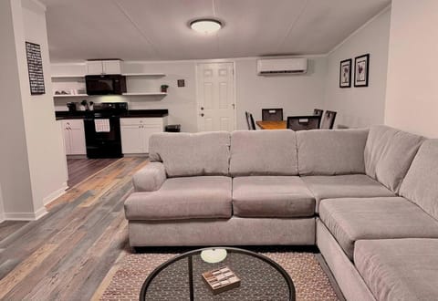 Kitchen or kitchenette, Living room, Seating area, Dining area, air conditioner