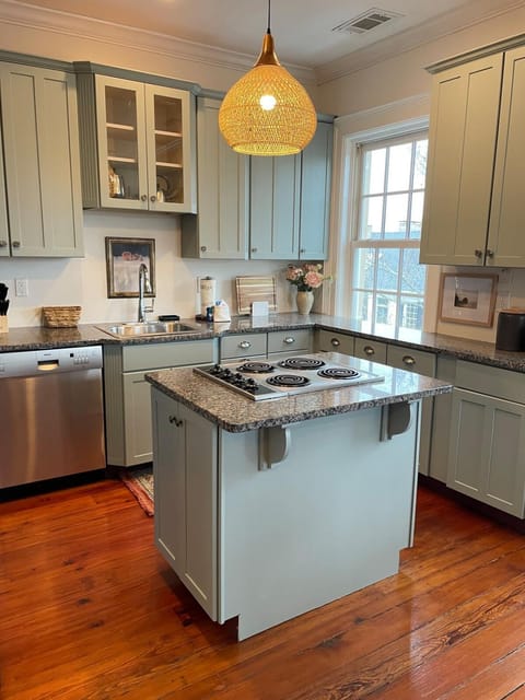 Kitchen or kitchenette, dishwasher, stove