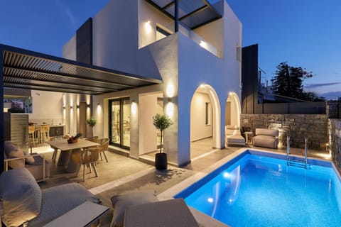 Property building, Patio, Night, Balcony/Terrace, Swimming pool