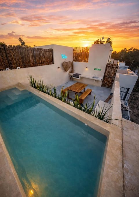 Natural landscape, Swimming pool, Sunset