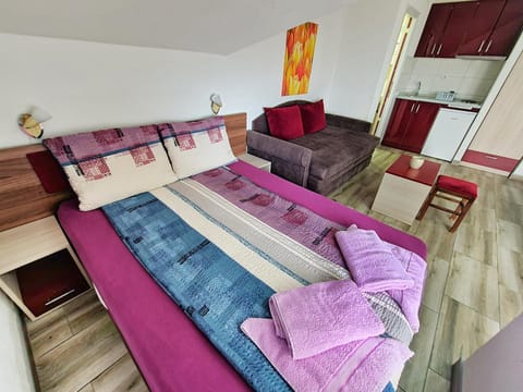Bed, Kitchen or kitchenette, Living room, Photo of the whole room, Seating area, Bedroom, towels