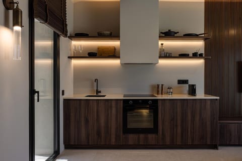 Kitchen or kitchenette, oven, stove