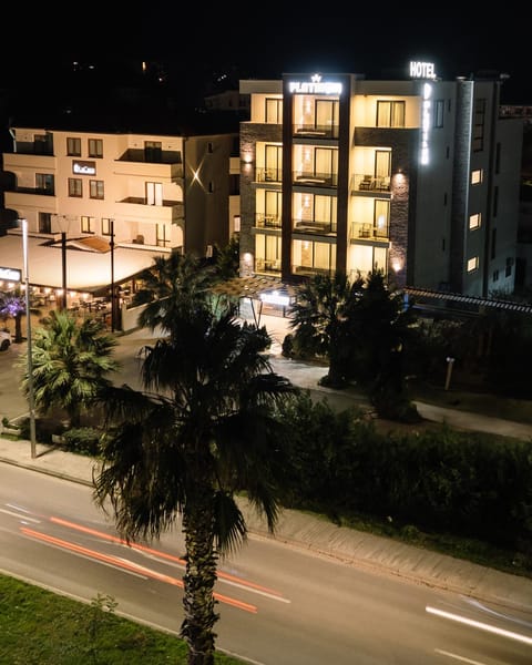 Property building, Night, Neighbourhood, City view, Street view, Location, Parking