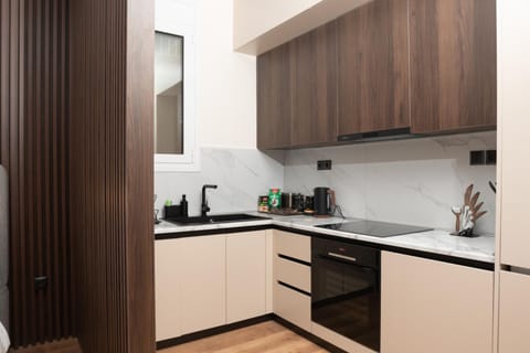Kitchen or kitchenette, stove
