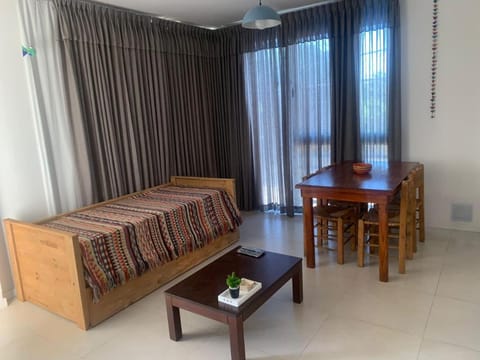 Bed, Living room, Dining area