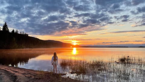 Beach, Lake view, Sunset