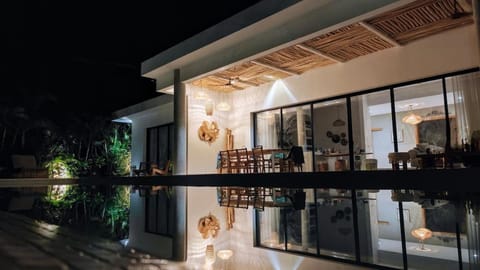 Patio, Night, Dining area, Swimming pool