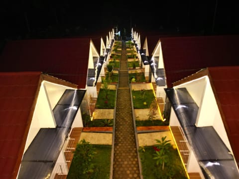 Property building, Night, Garden, Garden view