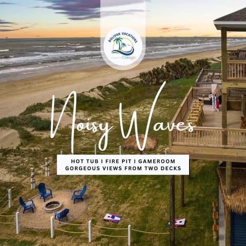 Noisywaves - Beachfront Paradise with Hot Tub, Yard, and Game Room House in Bolivar Peninsula