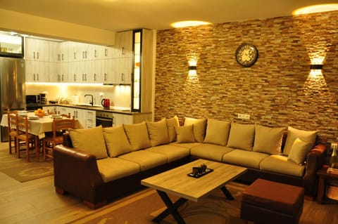 Kitchen or kitchenette, Living room, Seating area