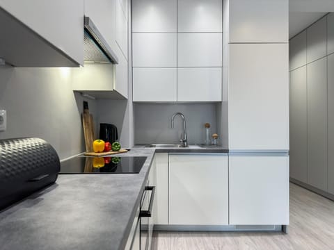 Kitchen or kitchenette, oven, stove