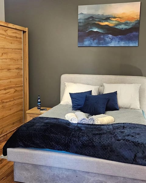 Bed, Photo of the whole room, Bedroom, towels