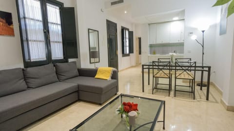 Kitchen or kitchenette, Living room, Seating area, Dining area