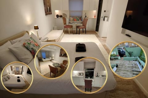 Bed, TV and multimedia, Living room, Photo of the whole room, Seating area, Dining area, Bedroom