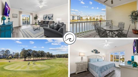Day, Garden, Golfcourse, TV and multimedia, View (from property/room), Balcony/Terrace, Living room, Seating area, Bedroom