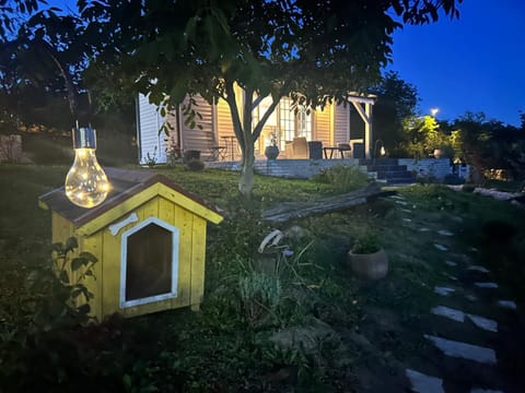 Property building, Night, Garden, Garden view