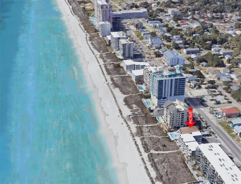 Property building, Day, Neighbourhood, Natural landscape, Bird's eye view, Beach, Pool view, Sea view, Swimming pool